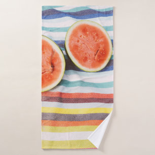 Closeup photo of slice watermelon fruits on cloth