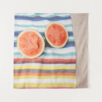 Closeup photo of slice watermelon fruits on cloth