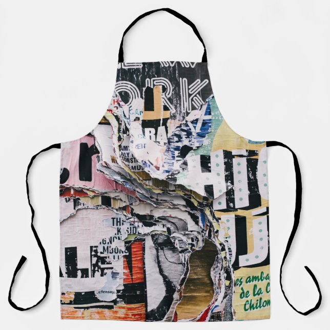 Closeup photo of torn papers apron (Front)