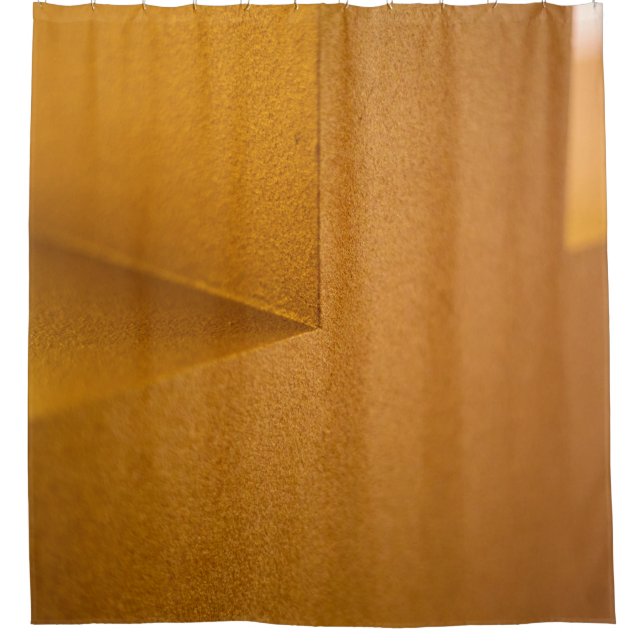 Closeup photo of yellow wall shower curtain (Front)