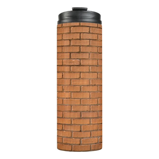 Closeup photography of brown brick wall thermal tumbler (Front)