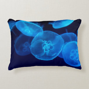 CLOSEUP PHOTOGRAPHY OF SWARM OF JELLYFISH DECORATIVE CUSHION