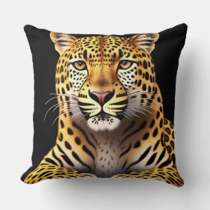 Closeup Portrait of a Majestic Leopard Cushion