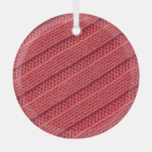 Closeup stripy crochet texture. glass tree decoration