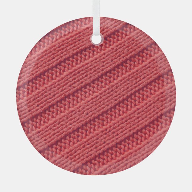 Closeup stripy crochet texture. glass tree decoration (Front)
