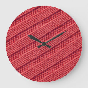 Closeup stripy crochet texture. large clock