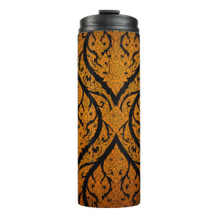 Closeup Thai pattern carving lotus picture at door Thermal Tumbler