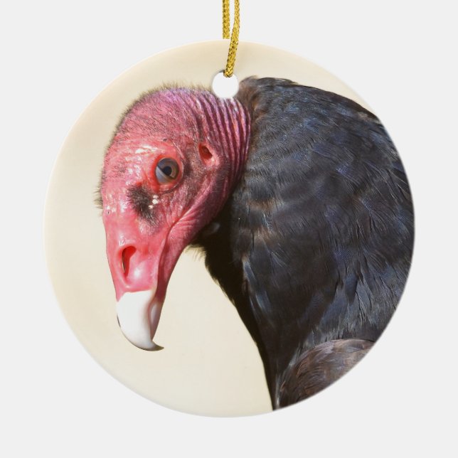 Closeup turkey vulture ceramic tree decoration (Front)