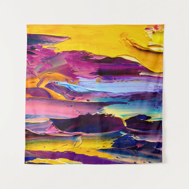 Closeup view of an palette knife oil painting. Abs Tapestry (Front)