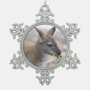 Closeup wallaby of Bennet   Snowflake Pewter Christmas Ornament