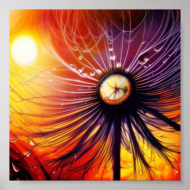 Closeup wet dandelion poster (Front)