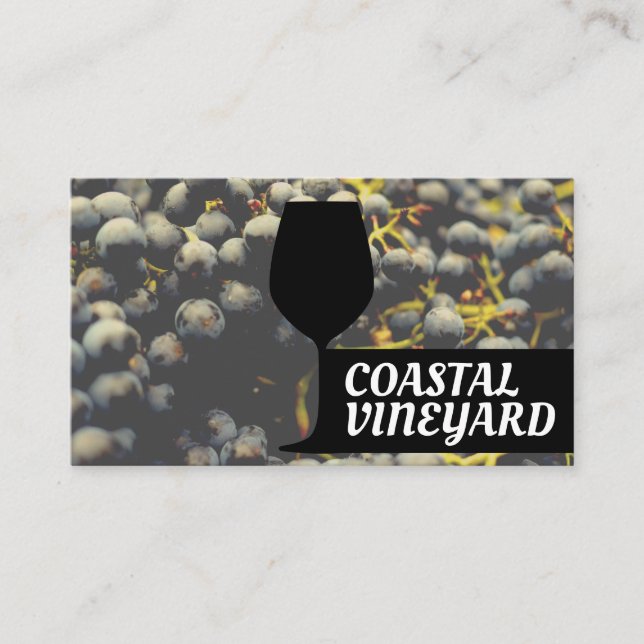 Closeup Wine Grapes | Wine Glass Icon Business Card (Front)