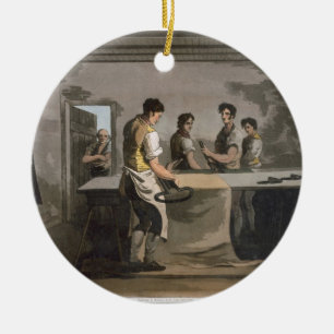 Cloth Dressers, from `Costume of Yorkshire' engrav Ceramic Tree Decoration