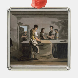 Cloth Dressers, from `Costume of Yorkshire' engrav Metal Tree Decoration