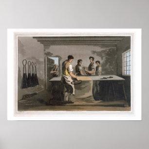 Cloth Dressers, from `Costume of Yorkshire' engrav Poster