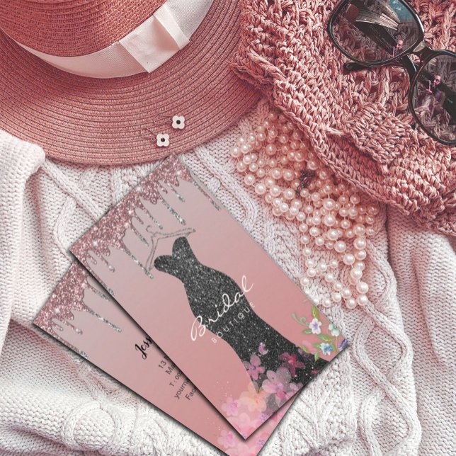 Cloth Hanger Dress Fashion Shop Glitter Drip Business Card (Creator Uploaded)
