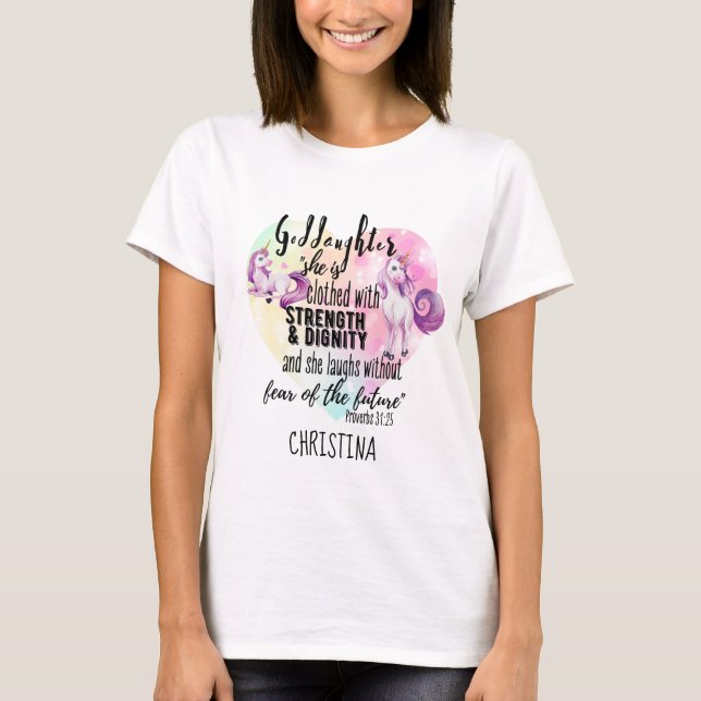 Clothed Strength Dignity Teen GODDAUGHTER Quote  T T-Shirt (Front)