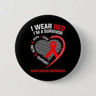 Clothes Apparel Gifts Red Survivor Heart Disease A 6 Cm Round Badge