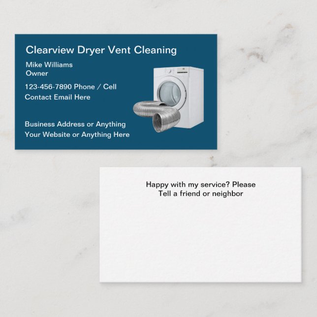 Clothes Dryer Vent Cleaning Home Services Business Card (Front/Back)
