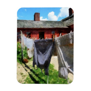 Clothes Hanging on Line Closeup Magnet