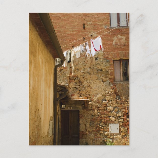 Clothes hanging to dry on a clothesline, postcard (Front)