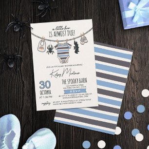 Clothes Line A Little Boo Blue Boy Halloween Invitation
