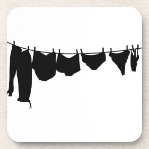 Clothes line silhouette coaster