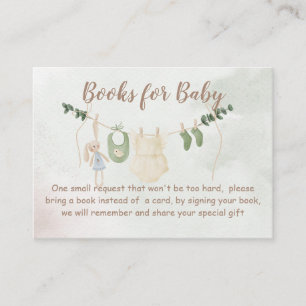 Clothes on a line boho baby shower book request enclosure card