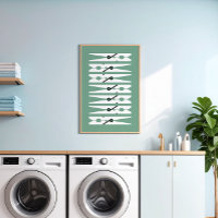 Clothes Pins Black White Green Laundry Room Art