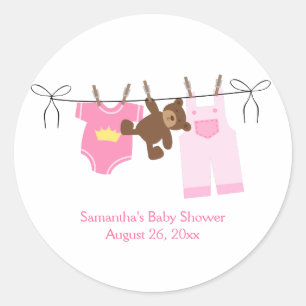 Clothesline Baby Girl Custom Favour Stickers