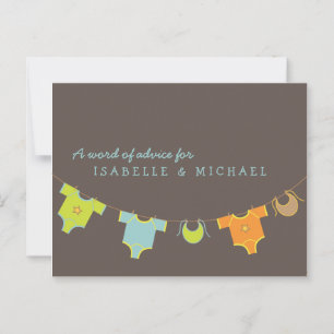 Clothesline Baby Shower Advice Card Blue Green