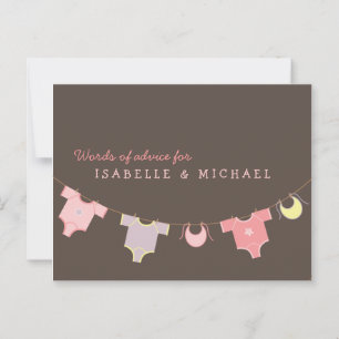 Clothesline Baby Shower Advice Card Pink Lilac