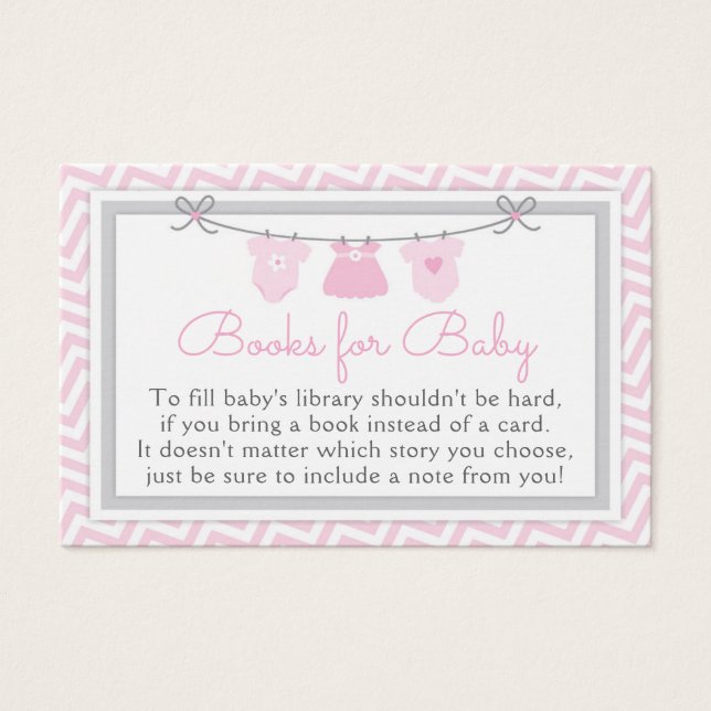 Clothesline Baby Shower Book Request Card (Front)