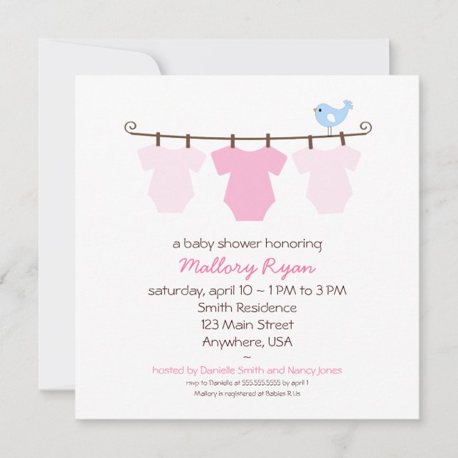 Clothesline Baby Shower Invitation (Front)