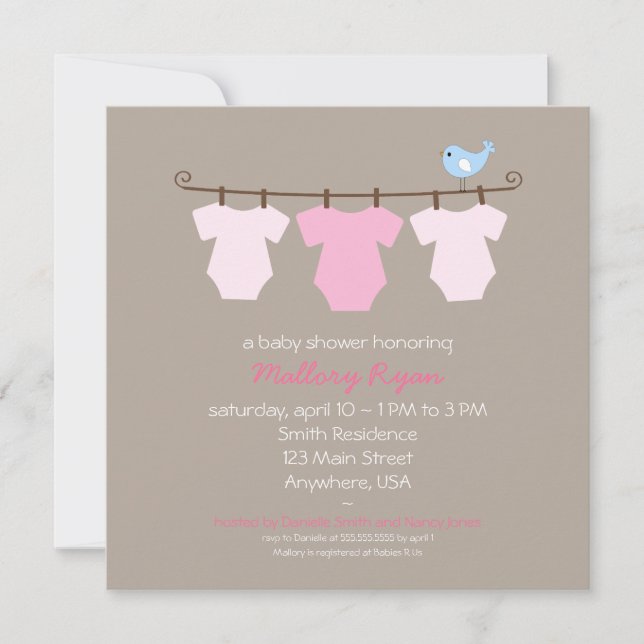 Clothesline Baby Shower Invitation (Front)