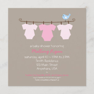 Clothesline Baby Shower Invitation