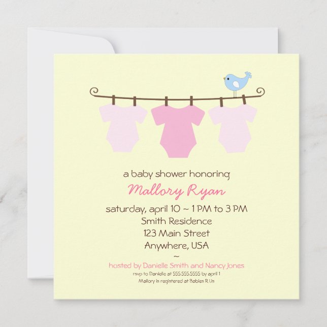Clothesline Baby Shower Invitation (Front)