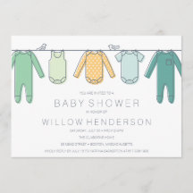 Clothesline Baby Shower Invitation