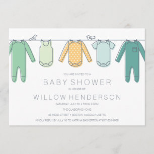 Clothesline Baby Shower Invitation