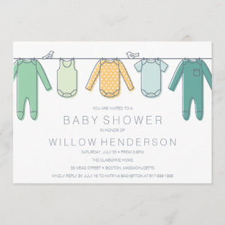 Clothesline Baby Shower Invitation