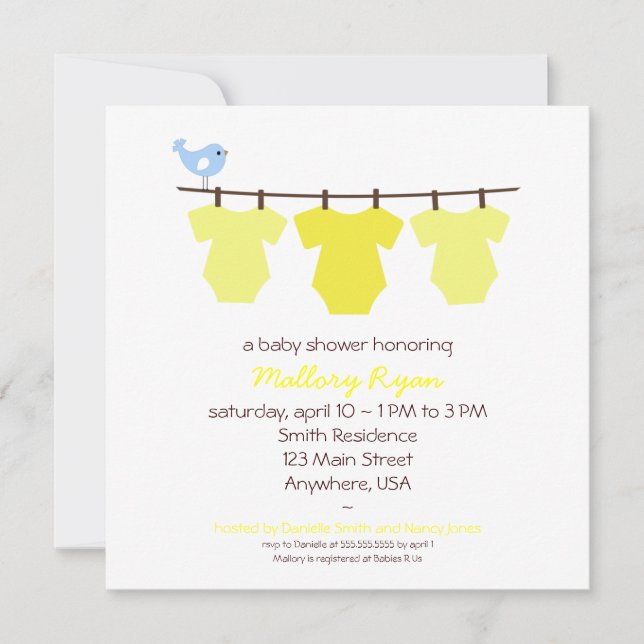 Clothesline Baby Shower Invitation (Front)