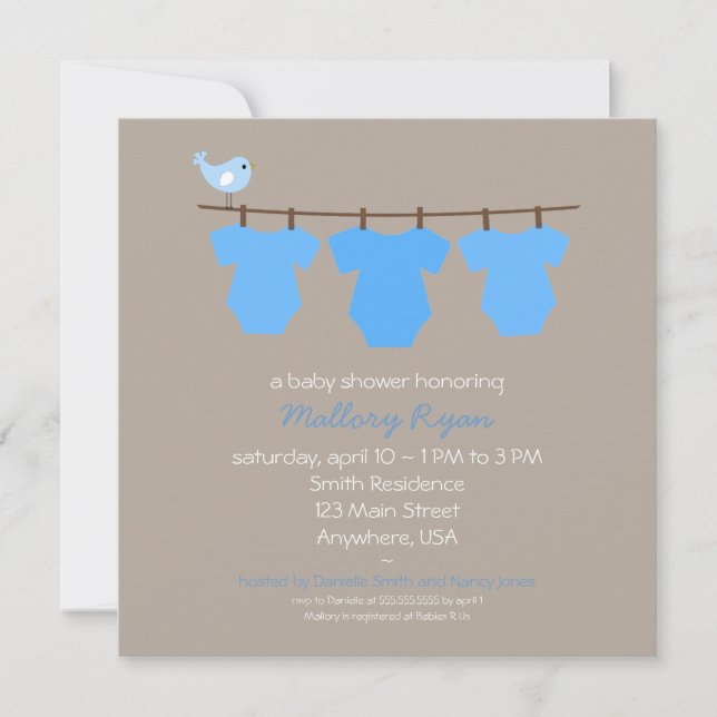Clothesline Baby Shower Invitation (Front)