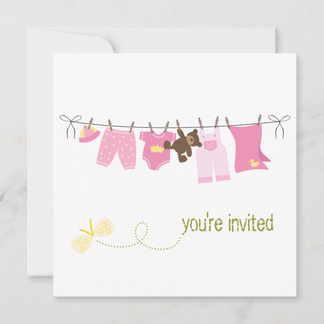 Clothesline Baby Shower Invitations (Front)