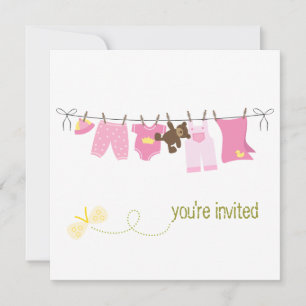 Clothesline Baby Shower Invitations