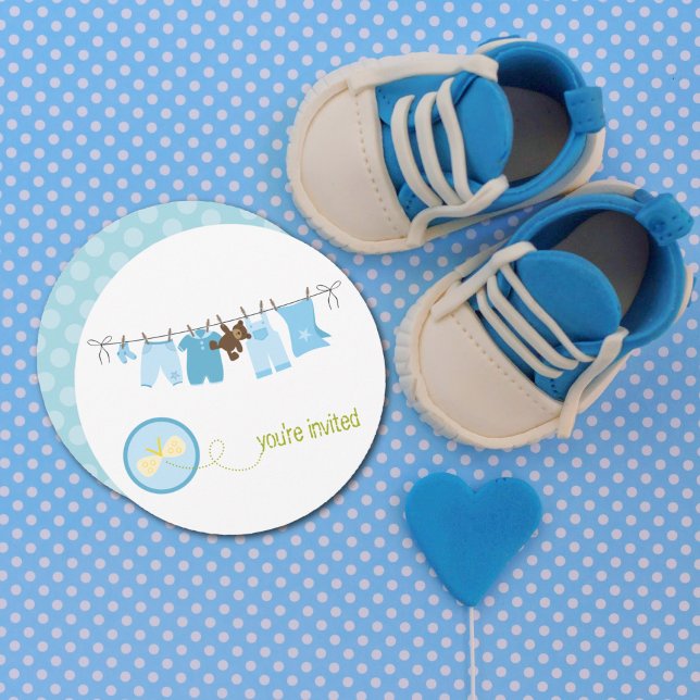 Clothesline Baby Shower Invitations {Blue} (Creator Uploaded)