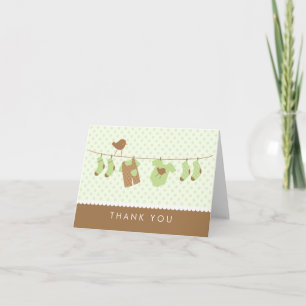 Clothesline Baby Shower Thank You Cards