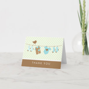 Clothesline Baby Shower Thank You Cards