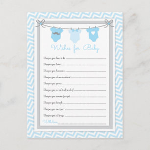 Clothesline Baby Shower Wishes for Baby blue-grey Postcard