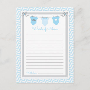 Clothesline Baby Shower Words of Advice blue-grey Postcard