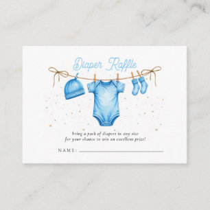 Clothesline Blue Boy Baby Shower Diaper Raffle Enclosure Card
